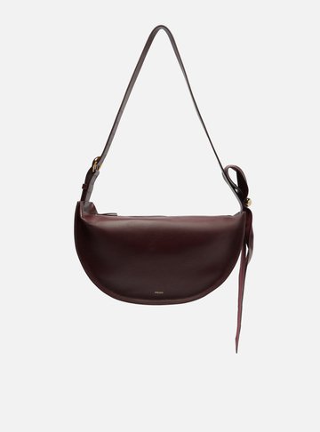 Bolsa Tiracolo Vinho Couro Grande Laço Metal