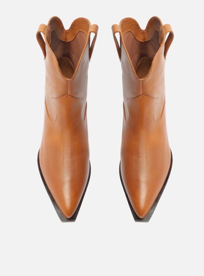 Bota Marrom Couro Cano Curto Western