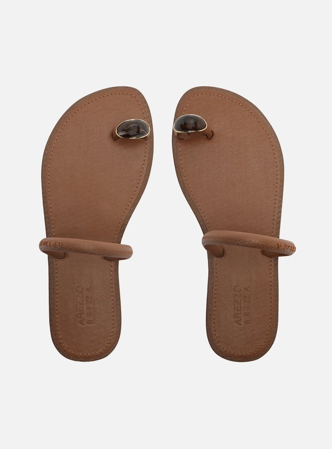 Chinelo de Dedo Marrom Pedraria Brizza