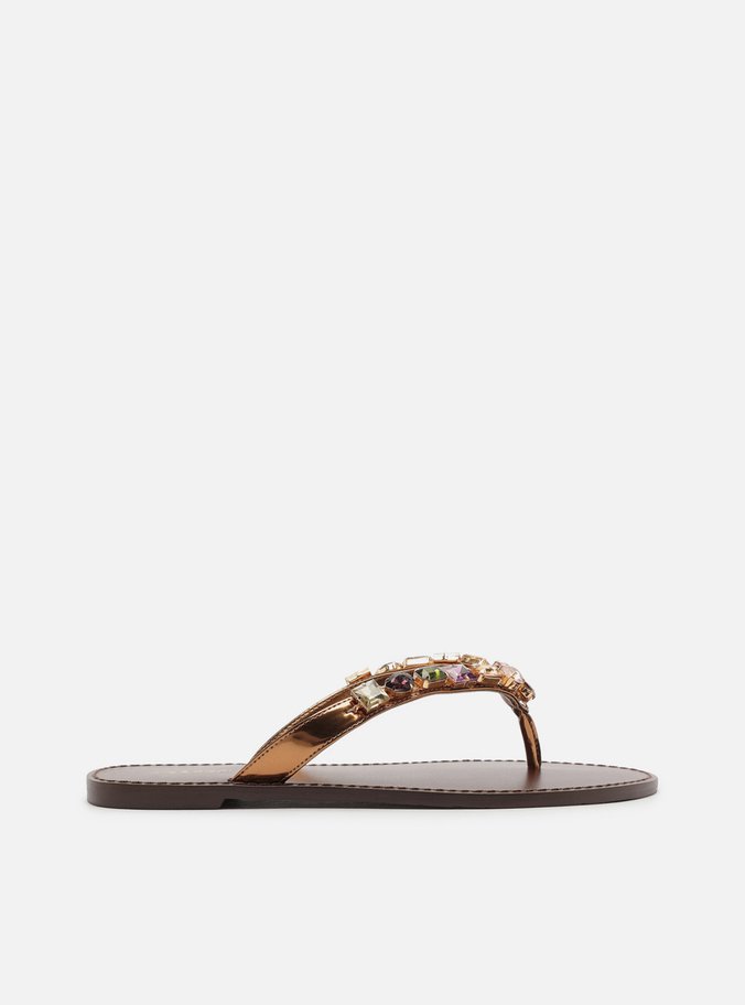Rasteira Bronze Flip Flop Pedrarias
