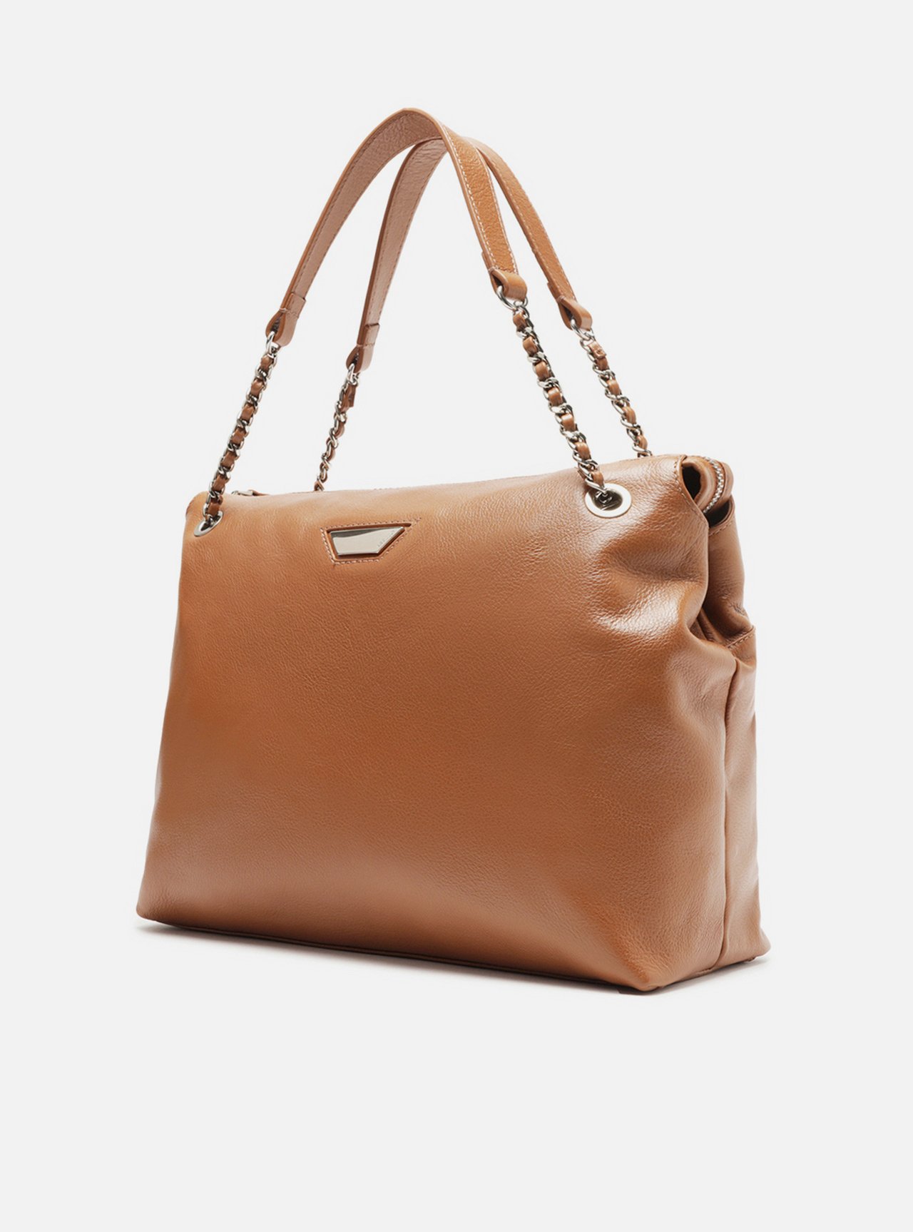 Bolsa Shopping Marrom Couro Grande Metal — foto 2
