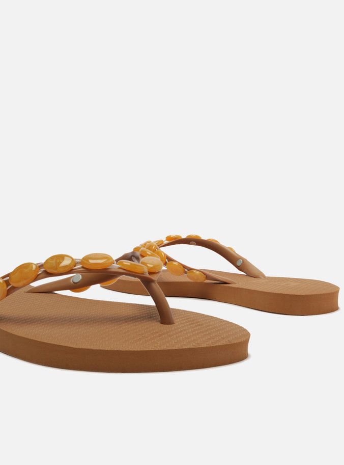 Chinelo de Dedo Marrom Tiras Aplicação Brizza