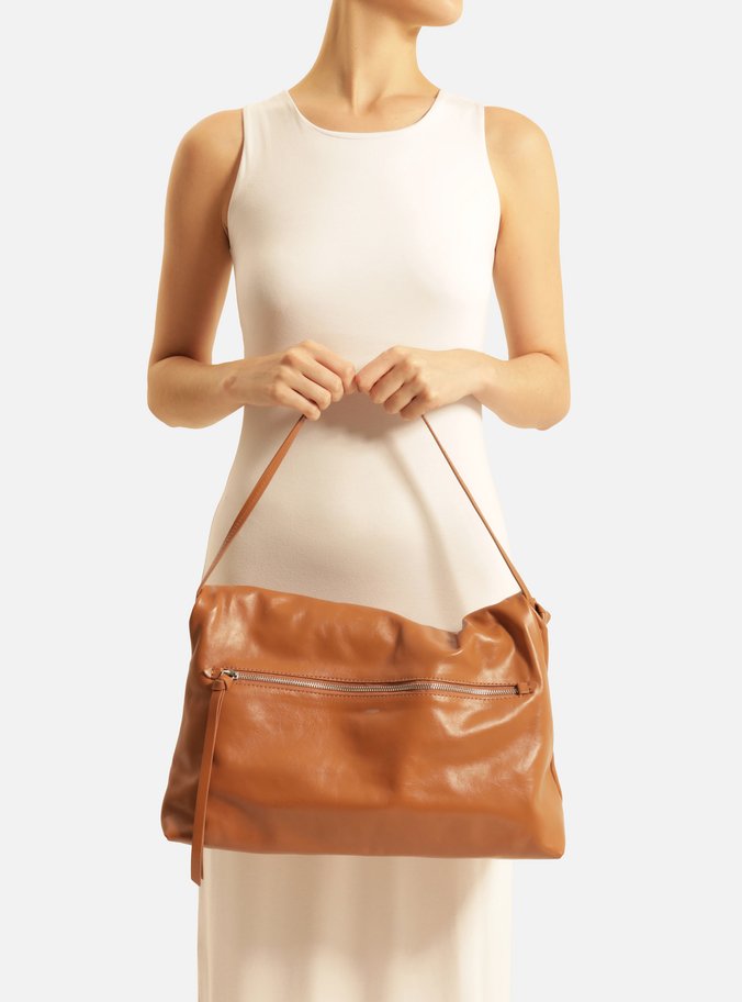 Bolsa Tiracolo Marrom Couro Grande Bolso