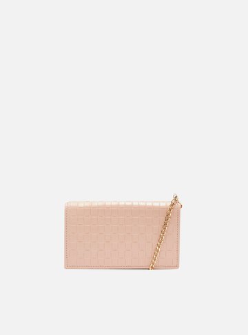 Clutch Rosé Couro Tressê Pequena Silvia Braz