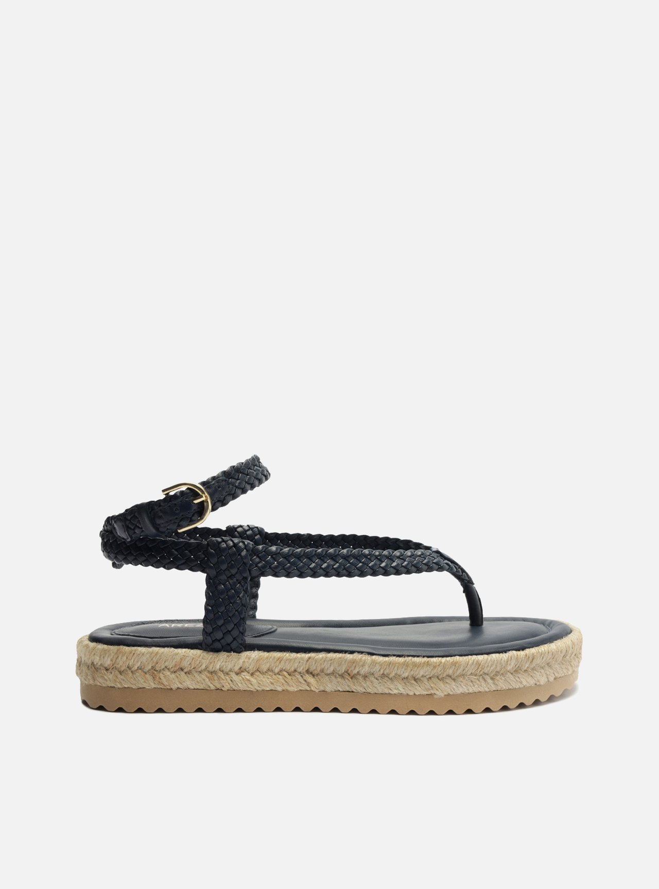 Sandália Rasteira Azul Flatform Palha — foto 1