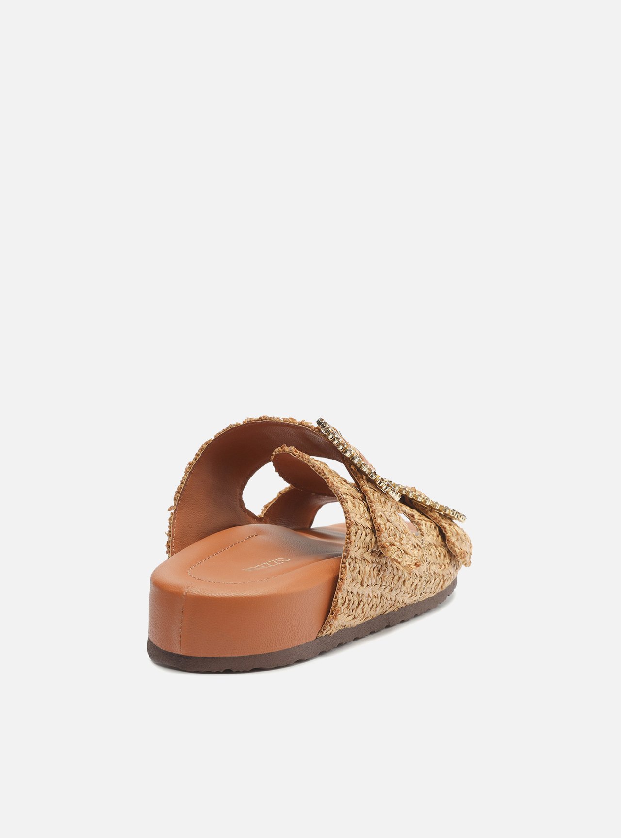 Sandália Papete Marrom Tramada Flatform Pedraria — foto 3