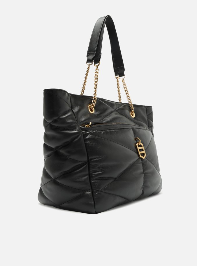 Bolsa Shopping Preta Couro Grande Matelassê