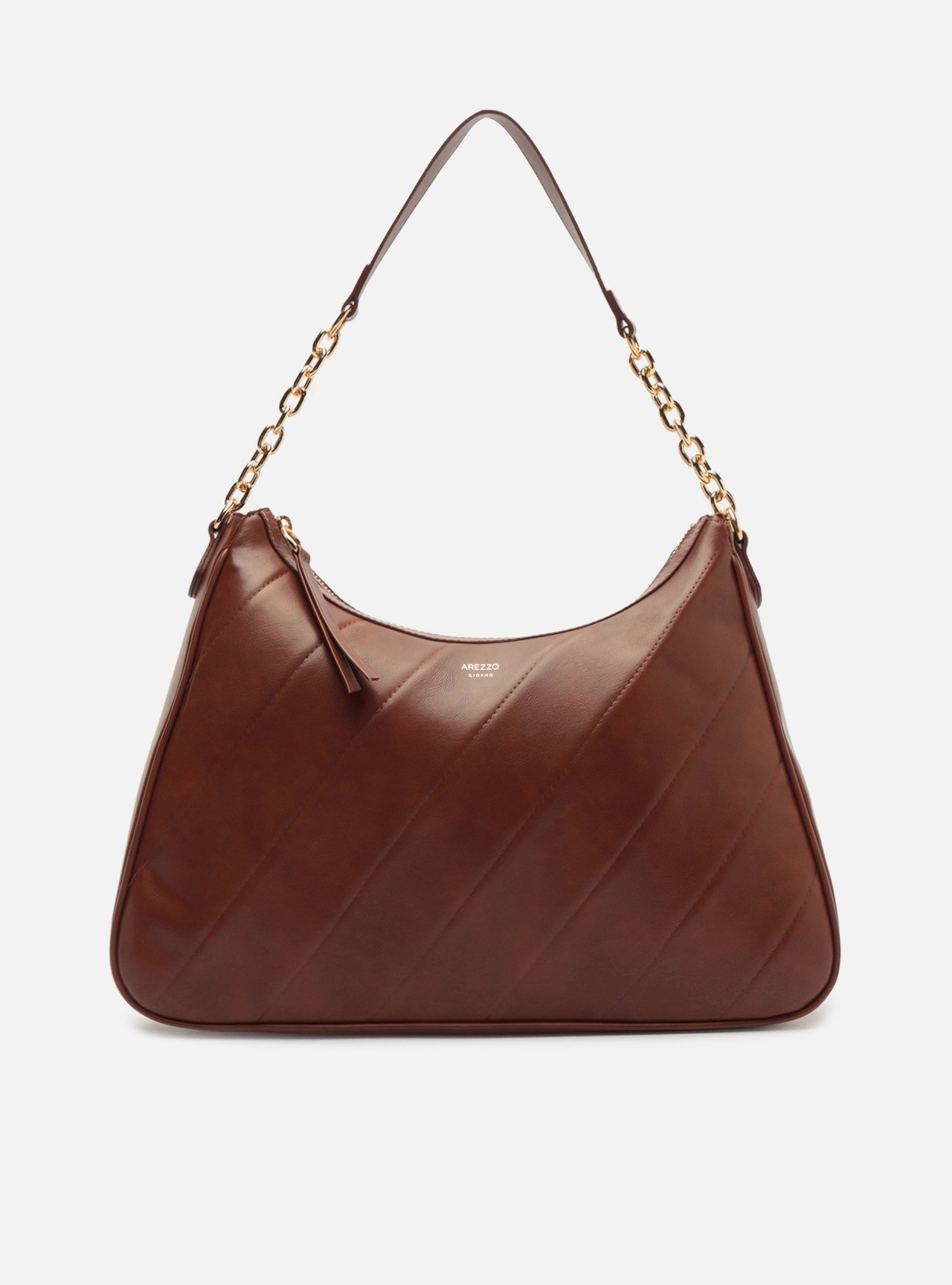 Bolsa Hobo Marrom Grande Alça Corrente — foto 1