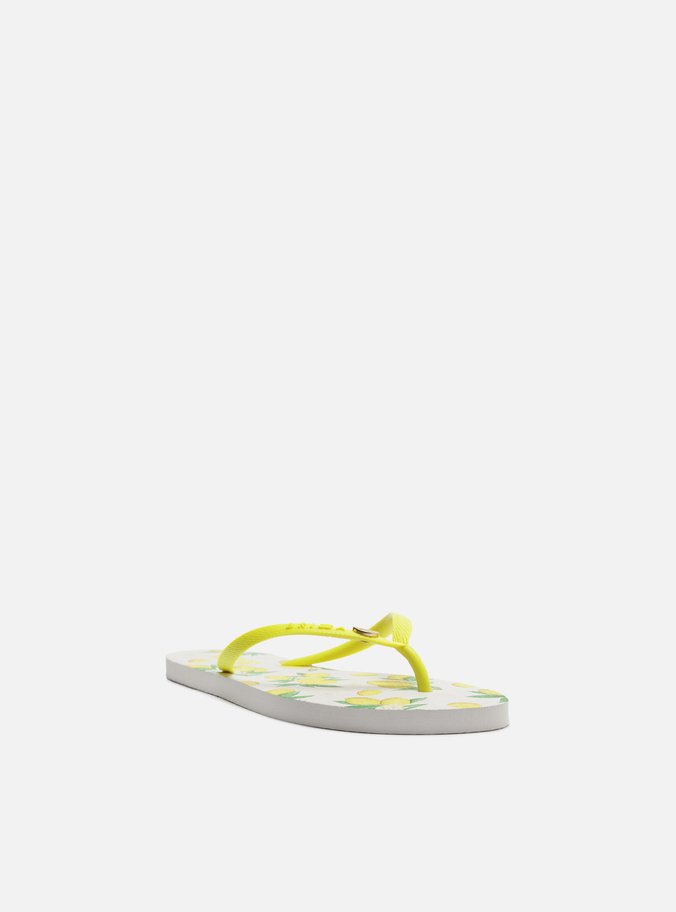 Chinelo de Dedo Amarelo Estampado Limão