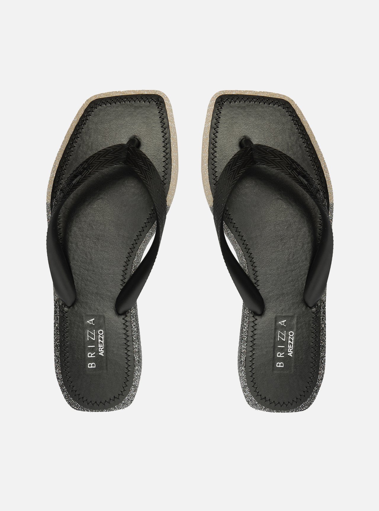 Chinelo de Dedo Preto Glitter Square Brizza — foto 1