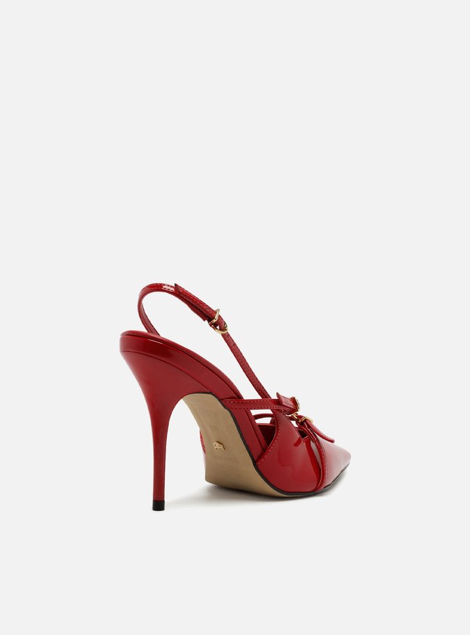 Scarpin Vermelho Verniz Salto Alto Slingback Amélia