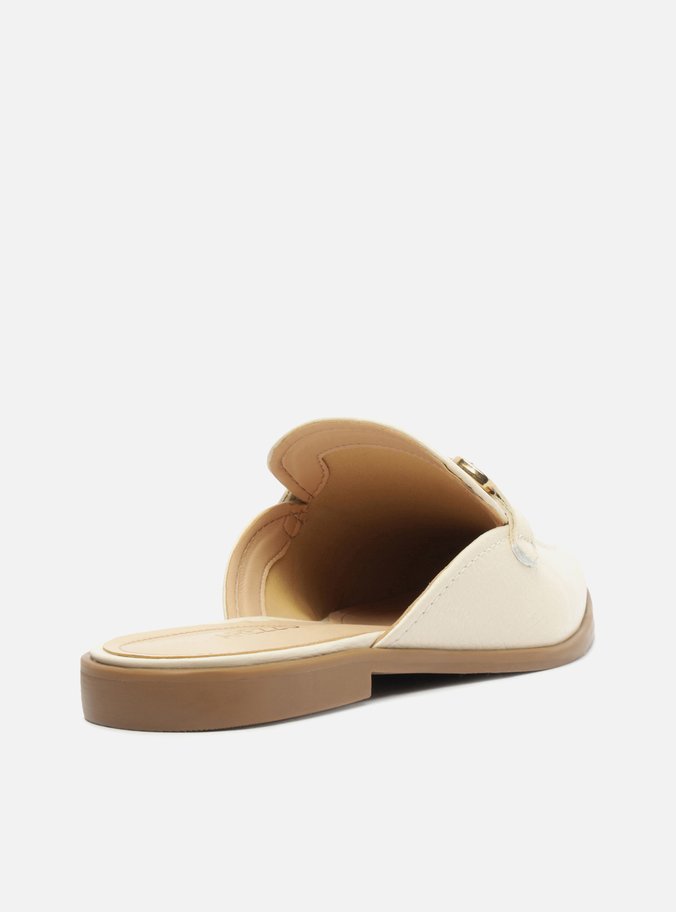 Mule Off-White Couro Rasteira Bridão