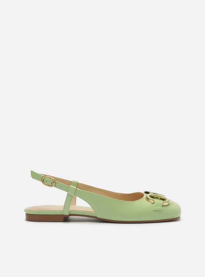 Sapatilha Verde Couro Slingback