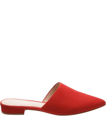 Mule Bico Fino Nobuck Batom Rouge