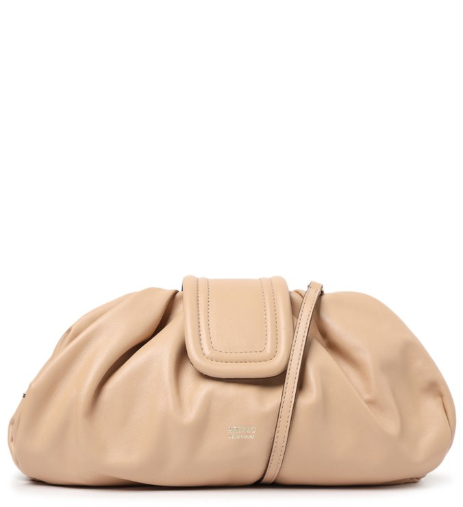 Bolsa Tiracolo Bege Grande de Couro Fiore