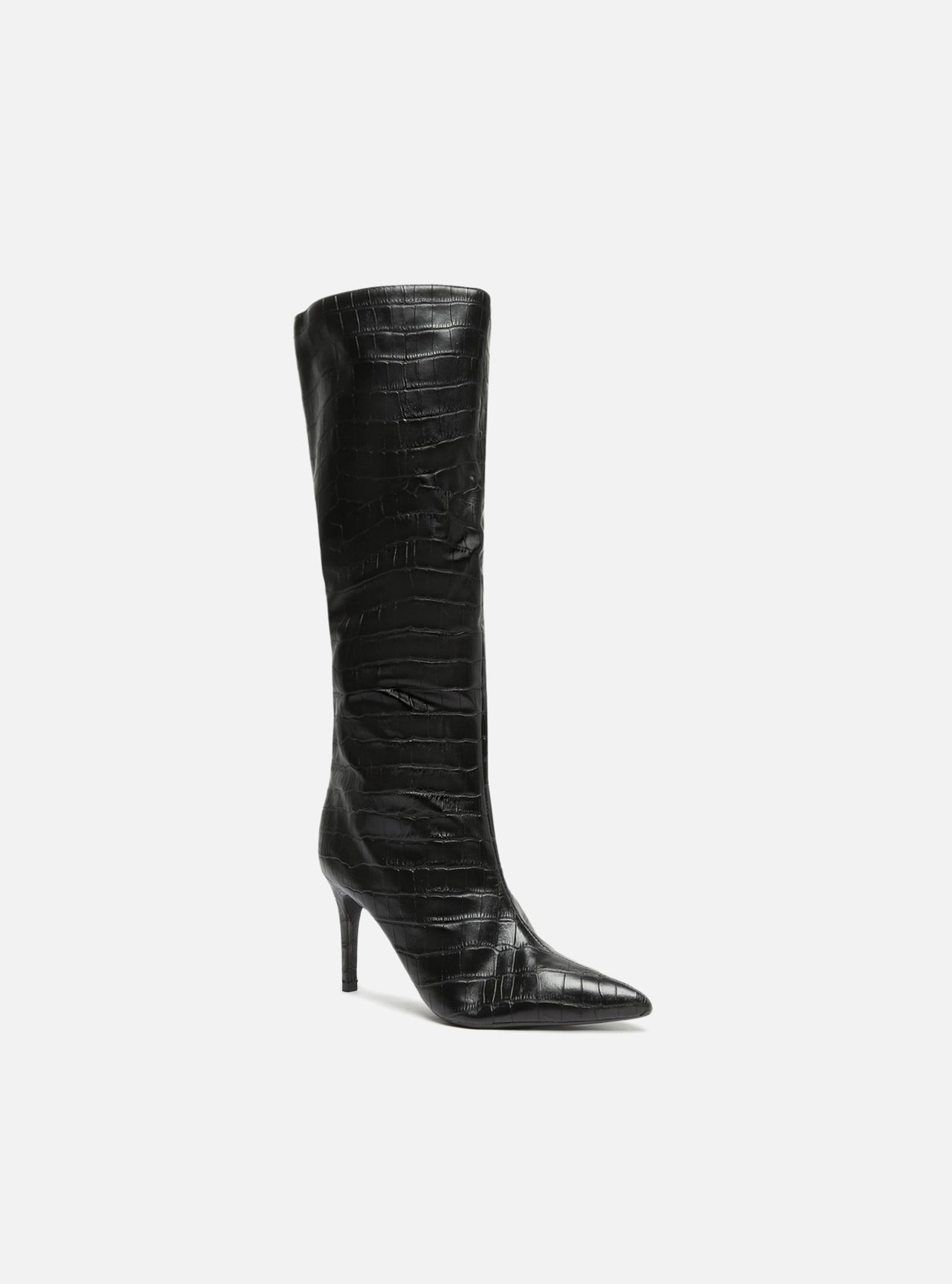 Bota Preta Croco Cano Longo Salto Fino — foto 2
