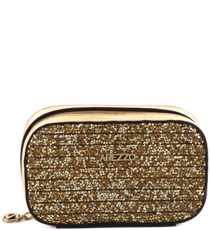Clutch Malha Cristais Ouro