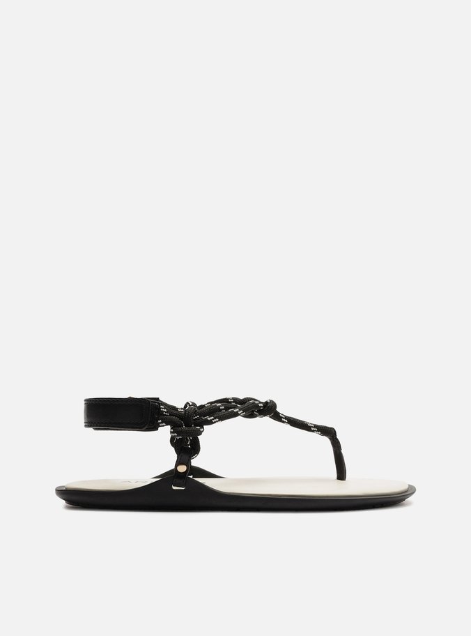 Sandália Rasteira Preta Couro Custom Anklet