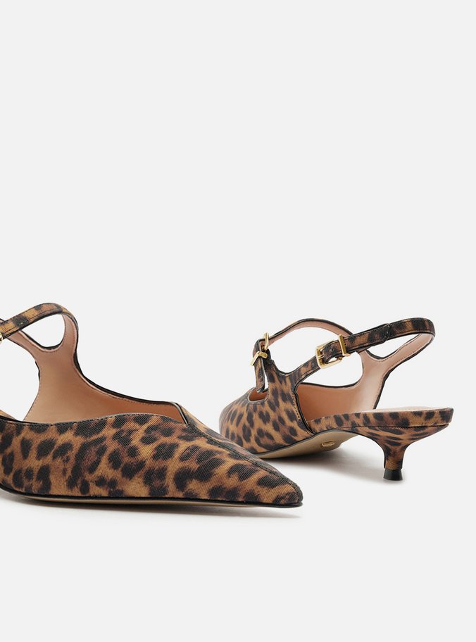 Sapato Boneca Animal Print Bico Fino Slingback
