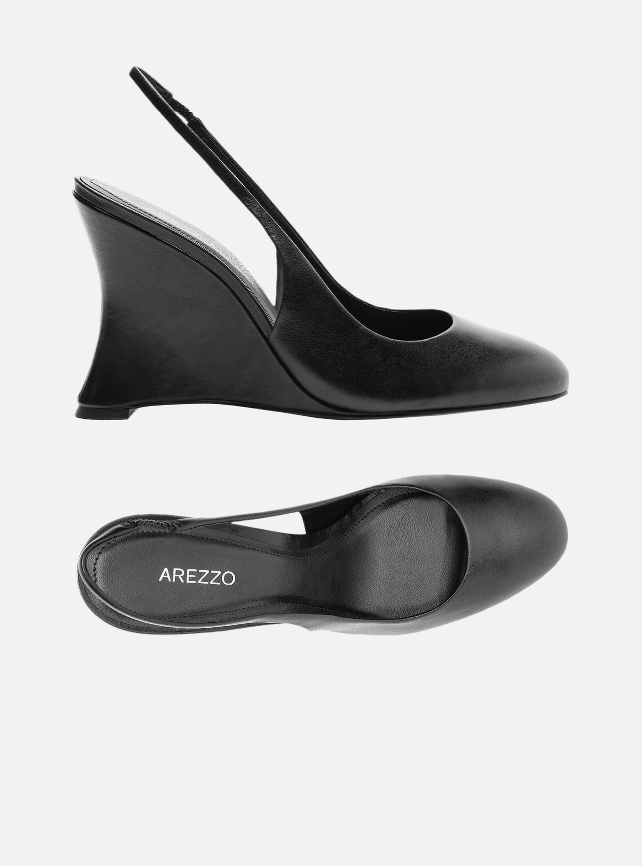 Scarpin Preto Couro Salto Anabela Slingback — foto 5