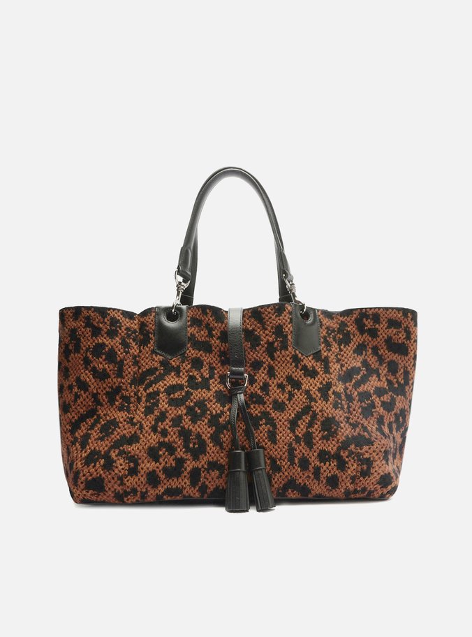 Bolsa Shopping Marrom Crochê Grande Onça