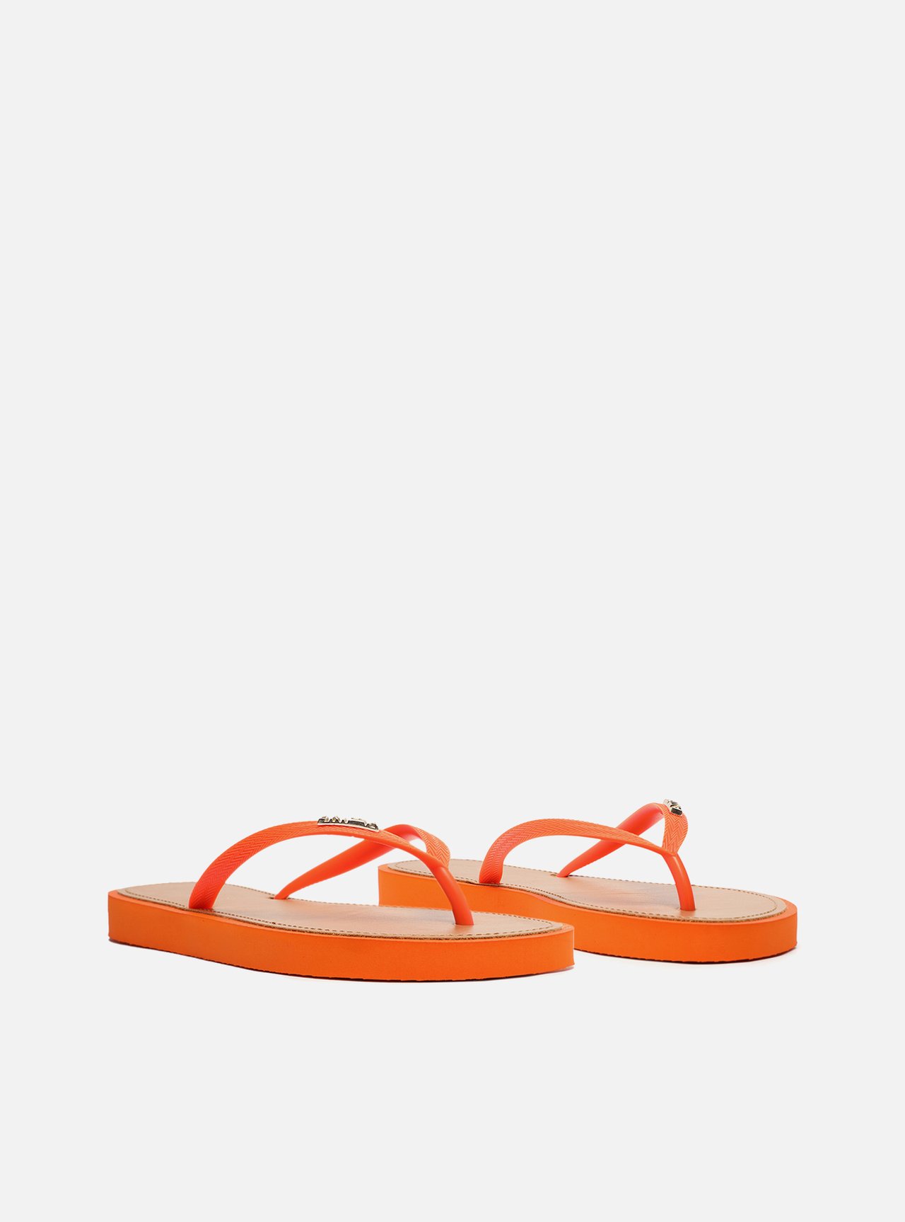 Chinelo de Dedo Tiras Laranja Palmilha Marrom — foto 4