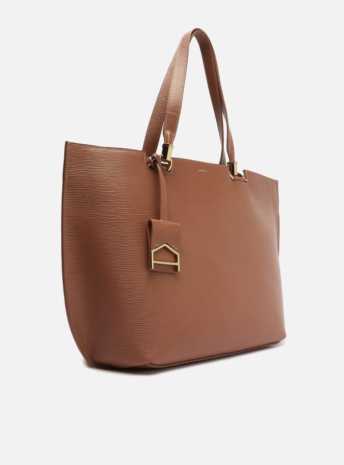Bolsa Shopping Marrom Couro Abraccio Grande