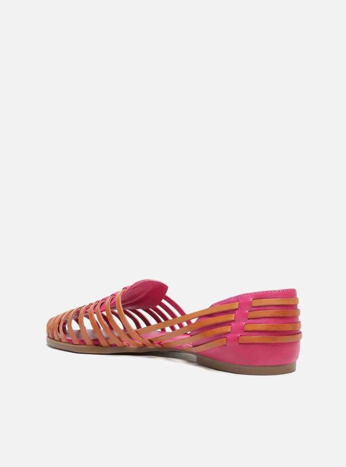 Sapatilha Rosa Couro Tiras Maia