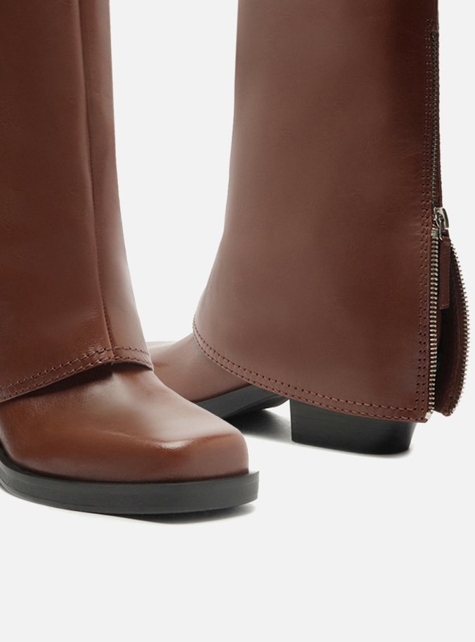Bota Marrom Couro Cano Médio Montaria Capa