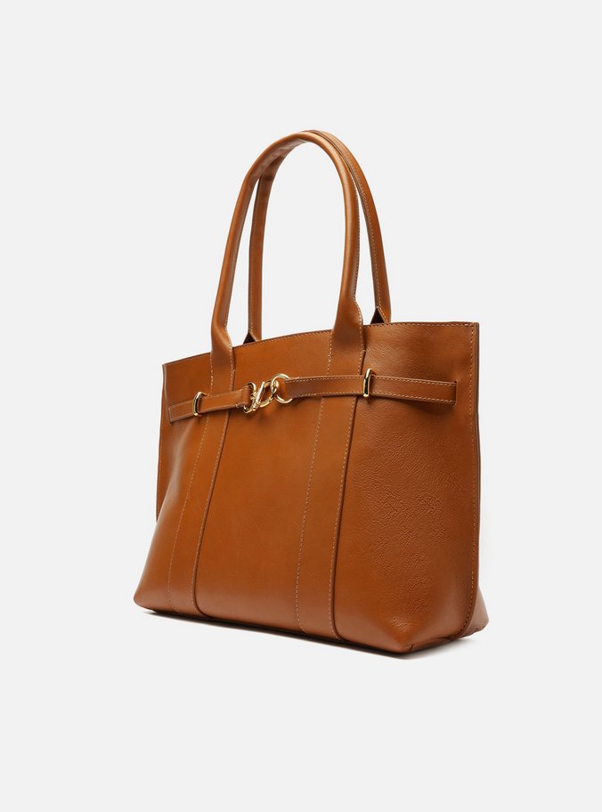 Bolsa Shopping Marrom Couro Grande Selaria Lenny