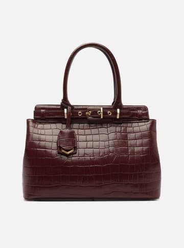 Arezzo — Bolsa Tote Vinho Couro Croco Grande Bag Charm