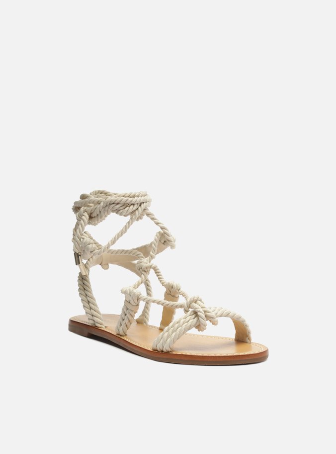 Sandália Rasteira Off-White Amarração Cordões