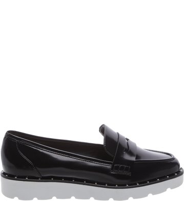 Mocassim Preto Flatform Sola Branca