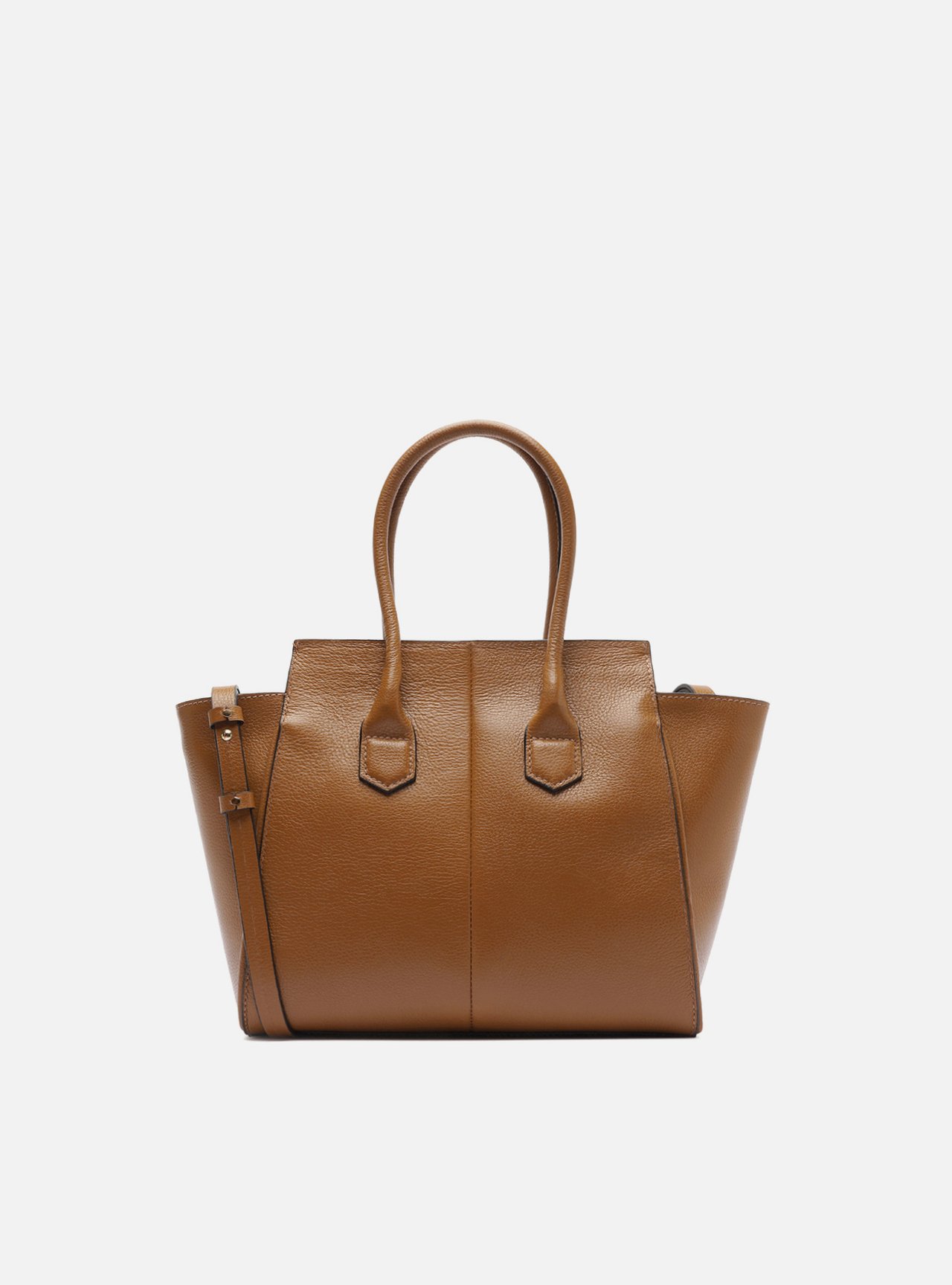 Bolsa Tote Caramelo Couro Média Bolso Zíper — foto 3