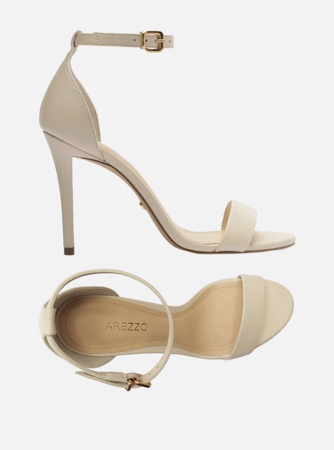 Sandália Off-White Couro Salto Alto Fino Isabelli
