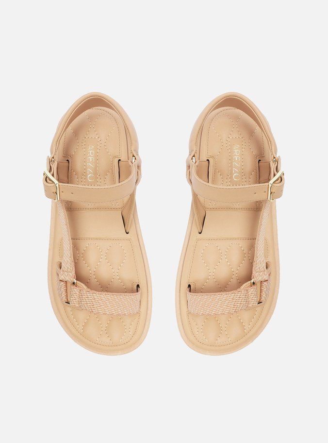 Sandália Papete Nude Flatform Gorgurão