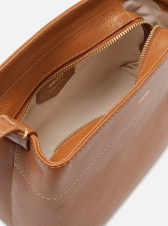 Bolsa Tiracolo Marrom Couro Pequena Costura