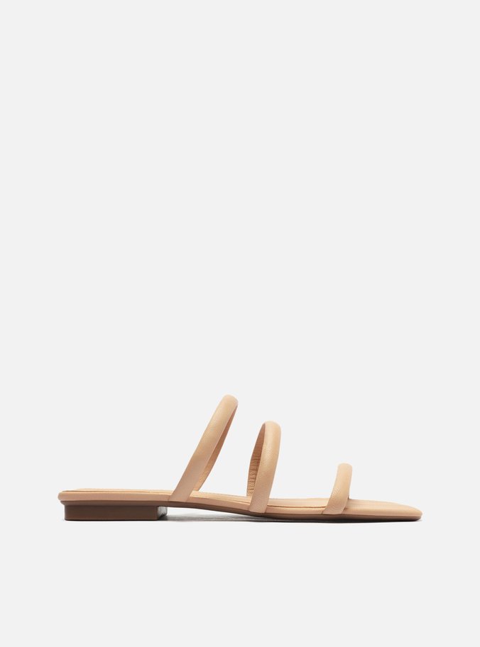Rasteira Bege Nude Tiras Minimalista