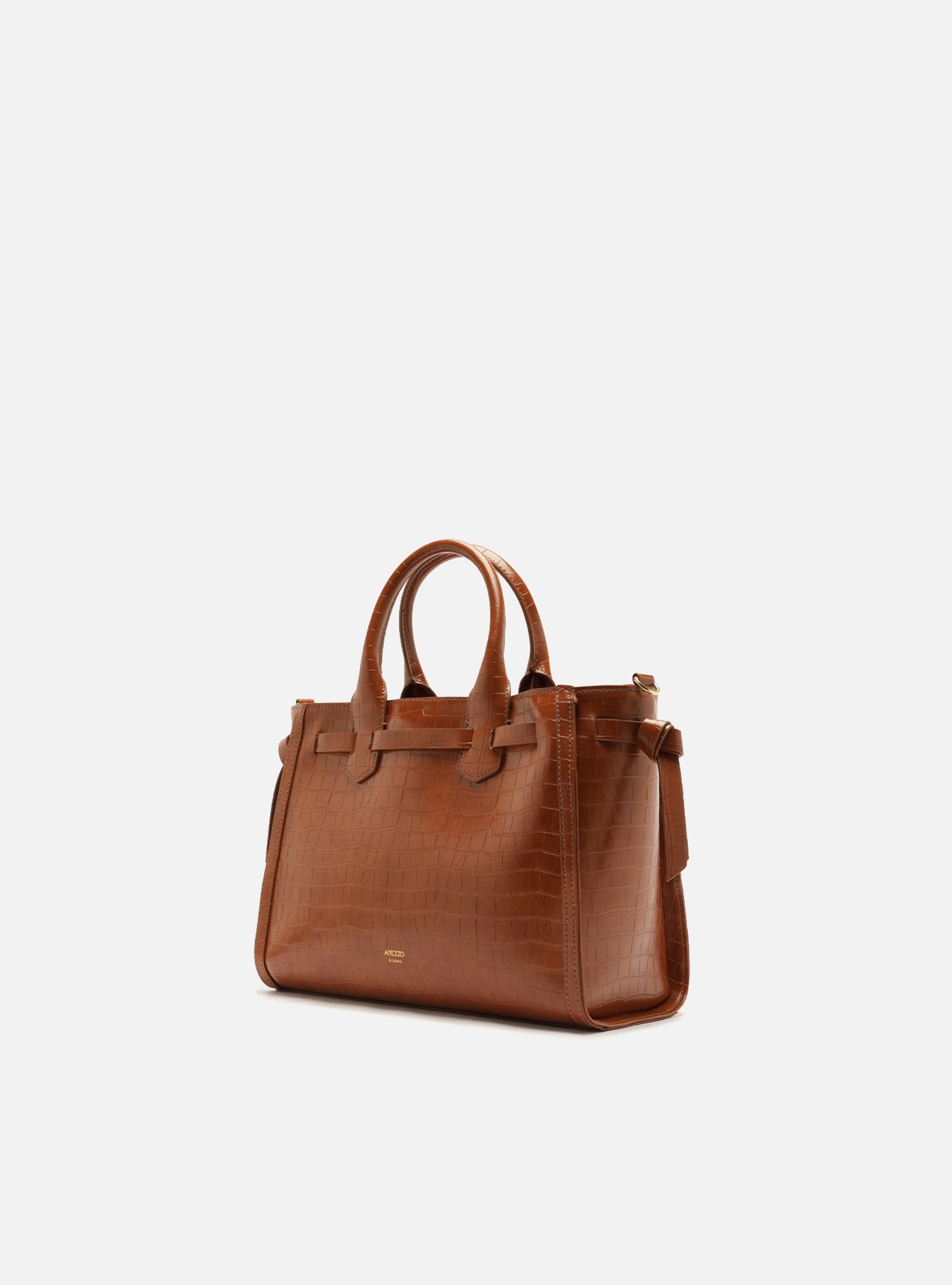Bolsa Tote Caramelo Média Croco Tiras — foto 2