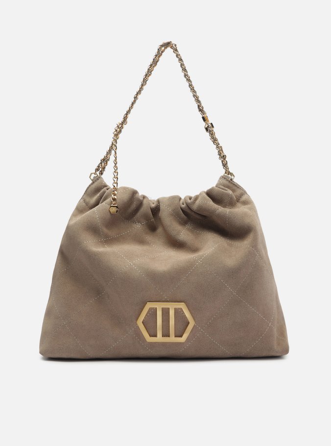 Bolsa Hobo Cinza Couro Acamurçado Esther Grande