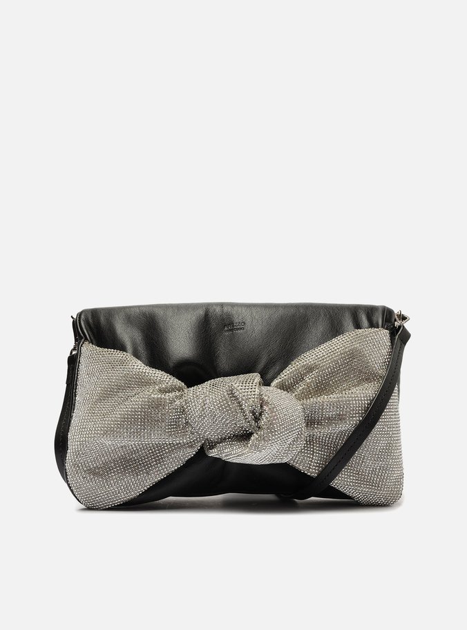 Bolsa Clutch Preta Couro Kira Strass