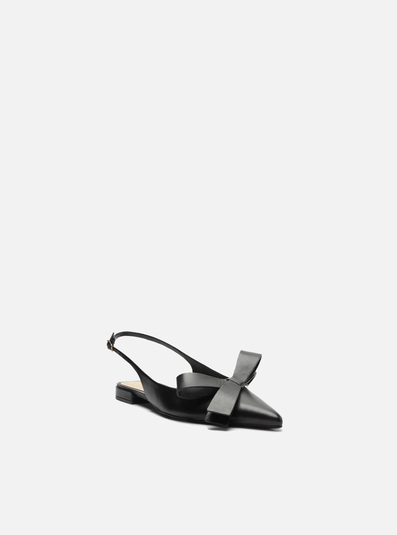 Sapatilha Preta Couro Slingback Laço Lateral — foto 2