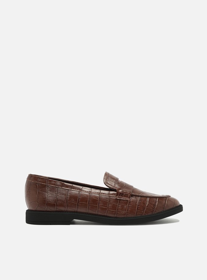 Mocassim Marrom Fechado Croco