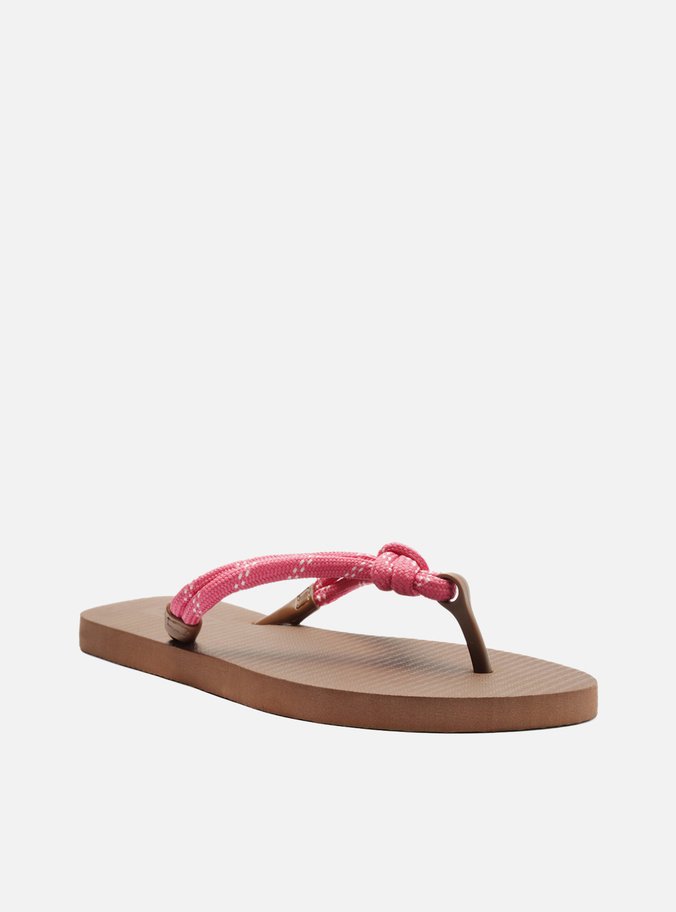 Chinelo de Dedo Marrom Essential Cordão Rosa