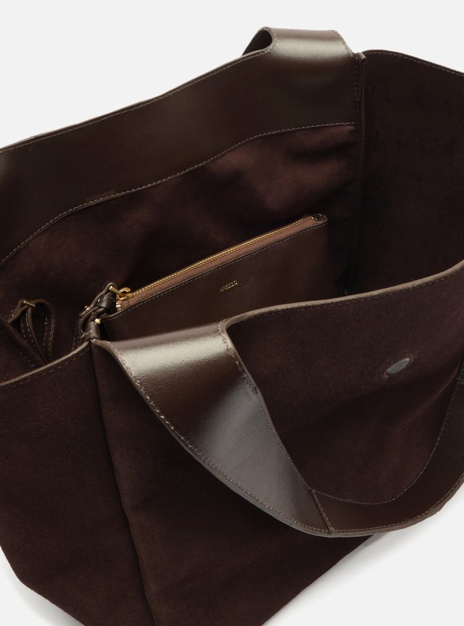Bolsa Shopping Grande Marrom Couro Acamurçado