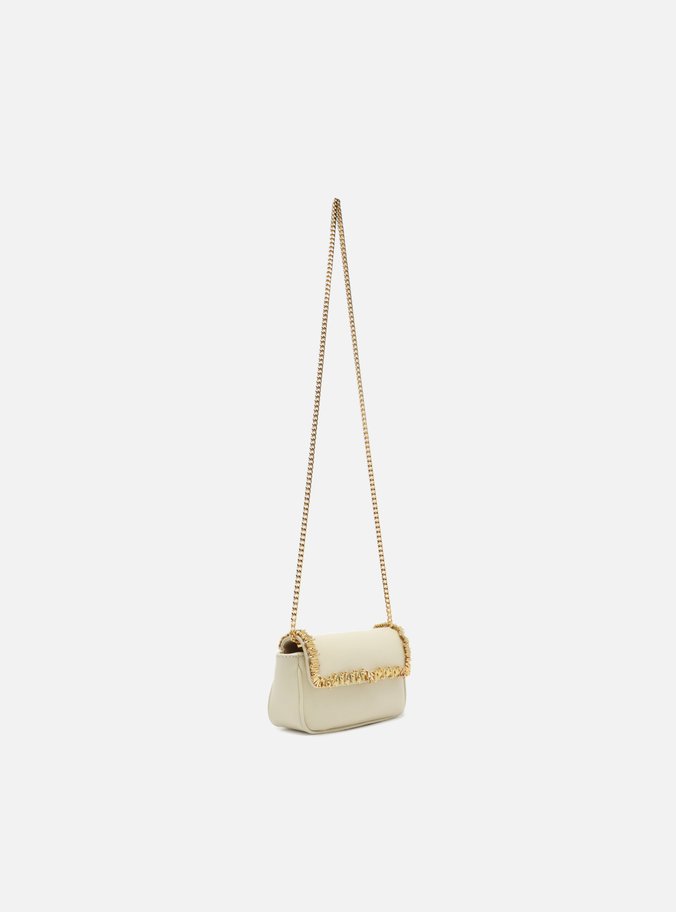 Bolsa Tiracolo Branca Couro Pequena Metais Lenny