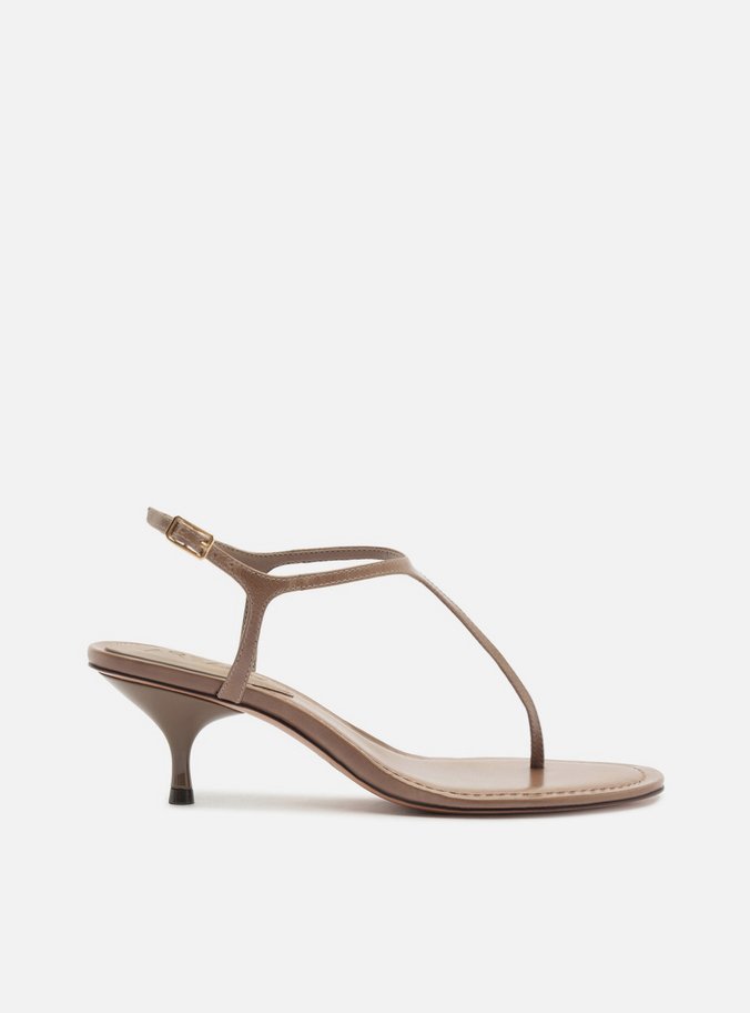 Sandália Cinza Salto Baixo Tira Fina