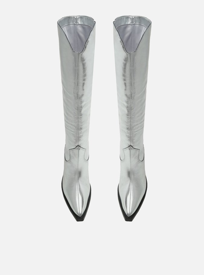 Bota Prata Cano Longo Bloco Western