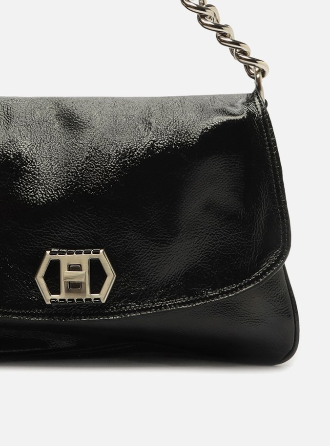 Bolsa Tiracolo Preta Couro Amélia Grande