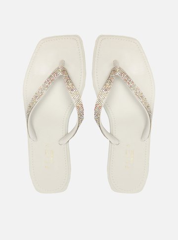 Chinelo de Dedo Branco Recouro Square Strass